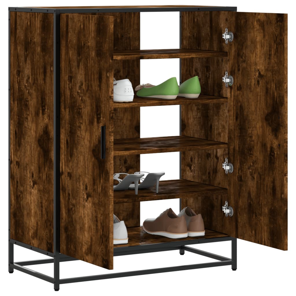 Scarpiera Rovere Fumo 75x38x97,5 cm Legno Multistrato Metallo | homemem39