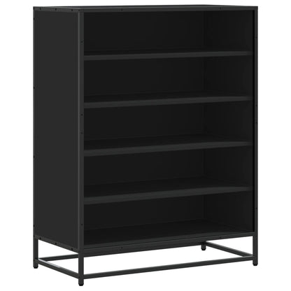 Scarpiera Nera 75x38x97,5 cm in Truciolato e Metallo