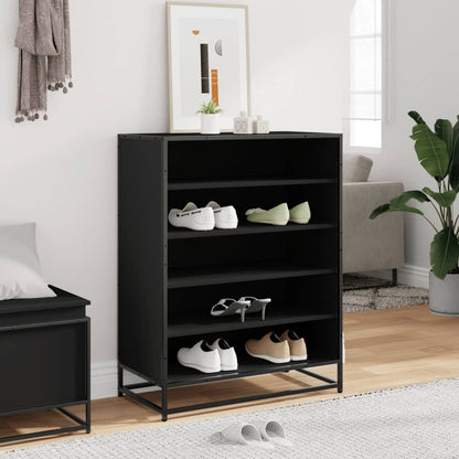 Scarpiera Nera 75x38x97,5 cm in Truciolato e Metallo