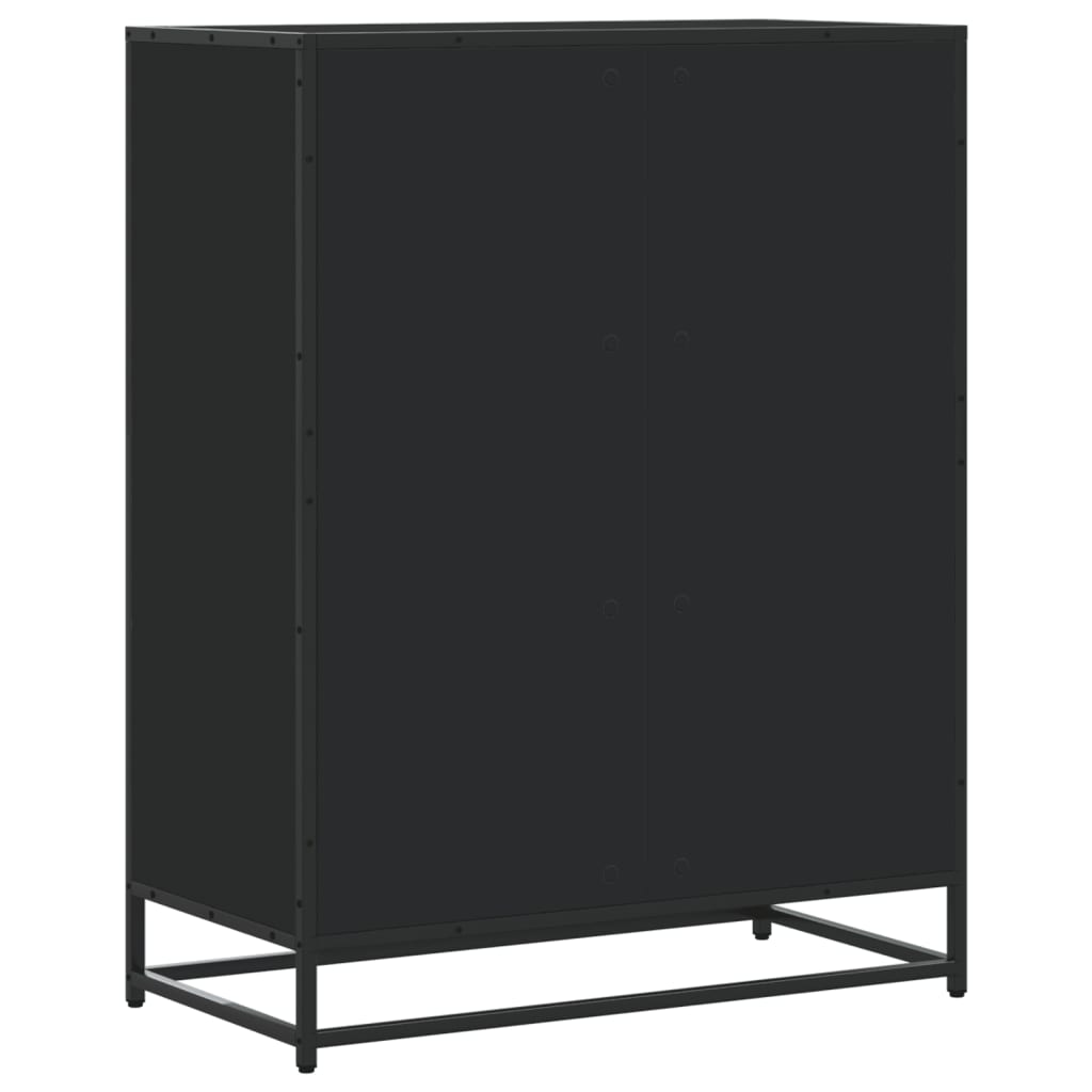 Scarpiera Nera 75x38x97,5 cm in Truciolato e Metallo | homemem39