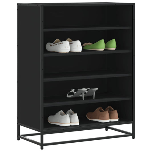 Scarpiera Nera 75x38x97,5 cm in Truciolato e Metallo | homemem39