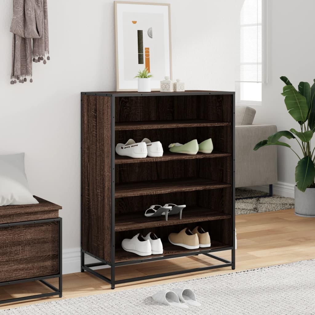 Scarpiera Rovere Marrone 75x38x97,5cm Legno Multistrato Metallo | homemem39