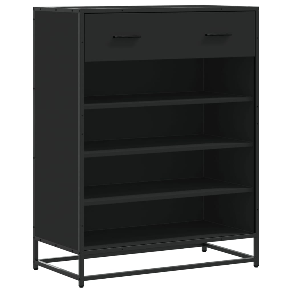 Scarpiera Nera 75x38x97,5 cm in Truciolato e Metallo | homemem39