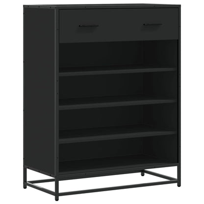 Scarpiera Nera 75x38x97,5 cm in Truciolato e Metallo