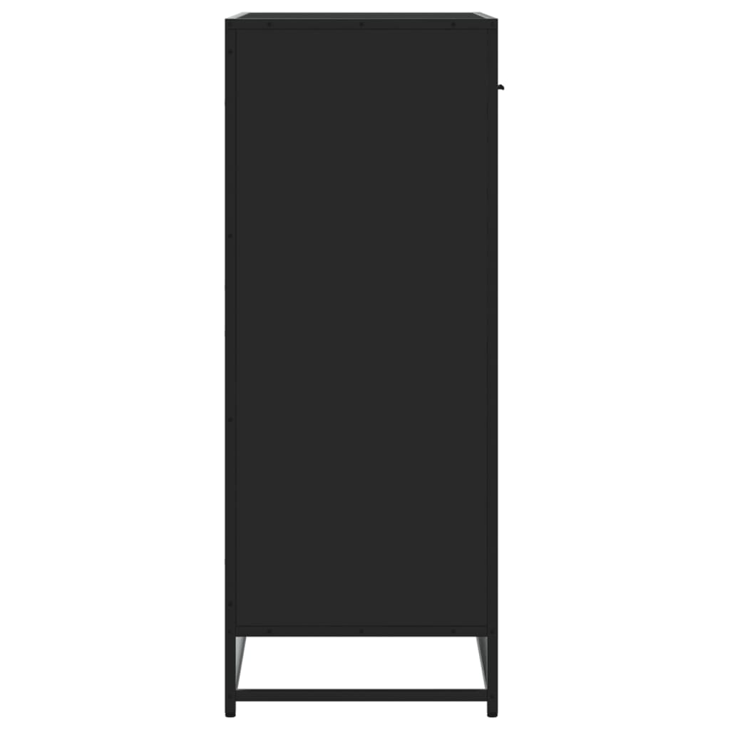 Scarpiera Nera 75x38x97,5 cm in Truciolato e Metallo