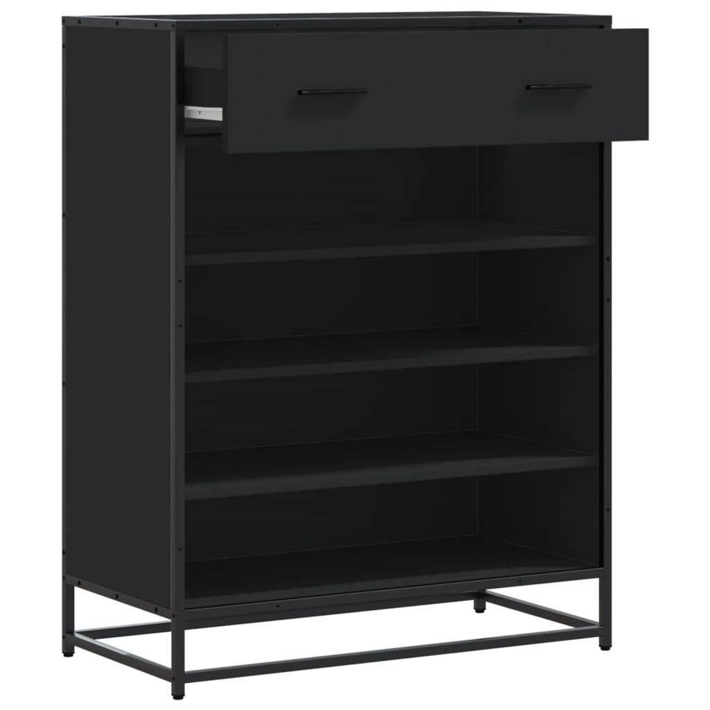 Scarpiera Nera 75x38x97,5 cm in Truciolato e Metallo | homemem39