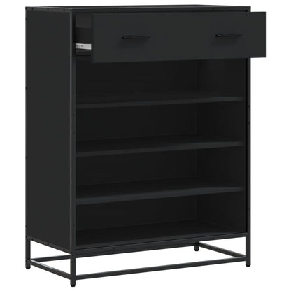 Scarpiera Nera 75x38x97,5 cm in Truciolato e Metallo