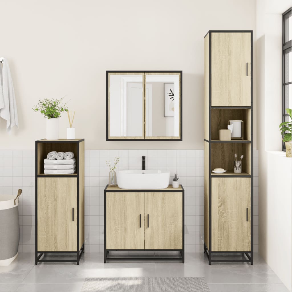 Mobile da Bagno Sonoma 35x37,5x188,5 cm in Truciolato e Metallo | homemem39