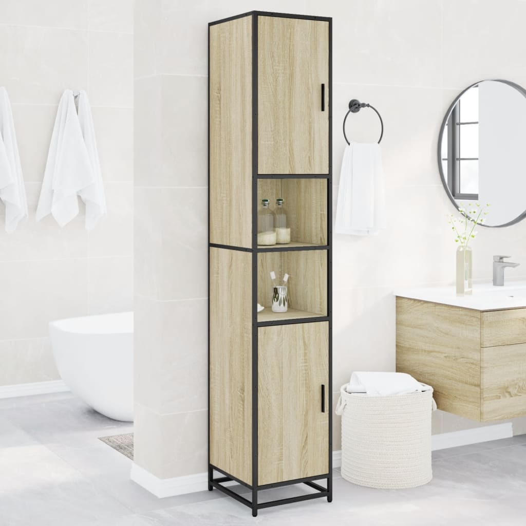 Mobile da Bagno Sonoma 35x37,5x188,5 cm in Truciolato e Metallo | homemem39