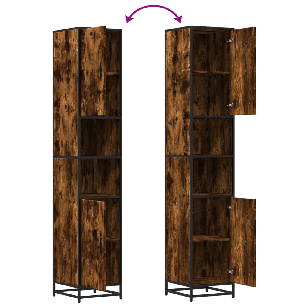 Mobile da Bagno Fumo 35x37,5x188,5 cm in Truciolato e Metallo | homemem39