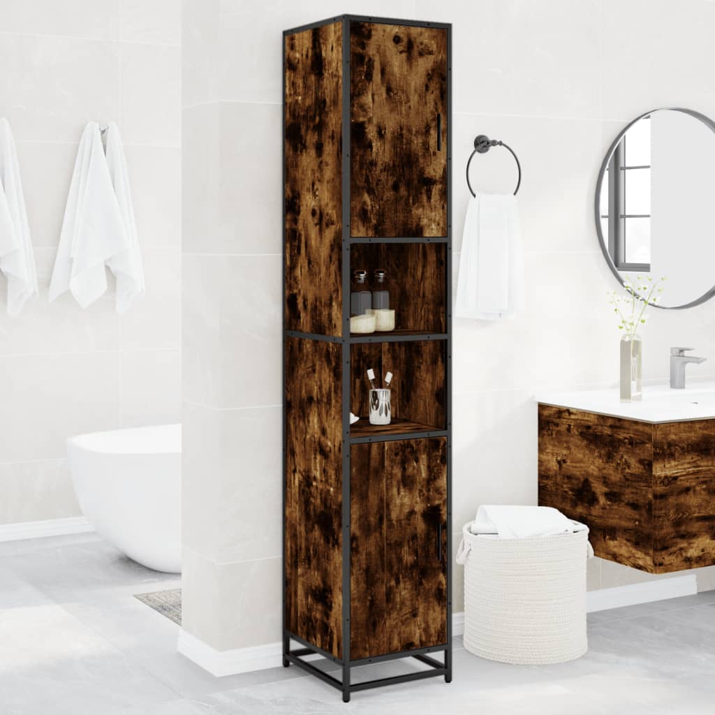 Mobile da Bagno Fumo 35x37,5x188,5 cm in Truciolato e Metallo | homemem39
