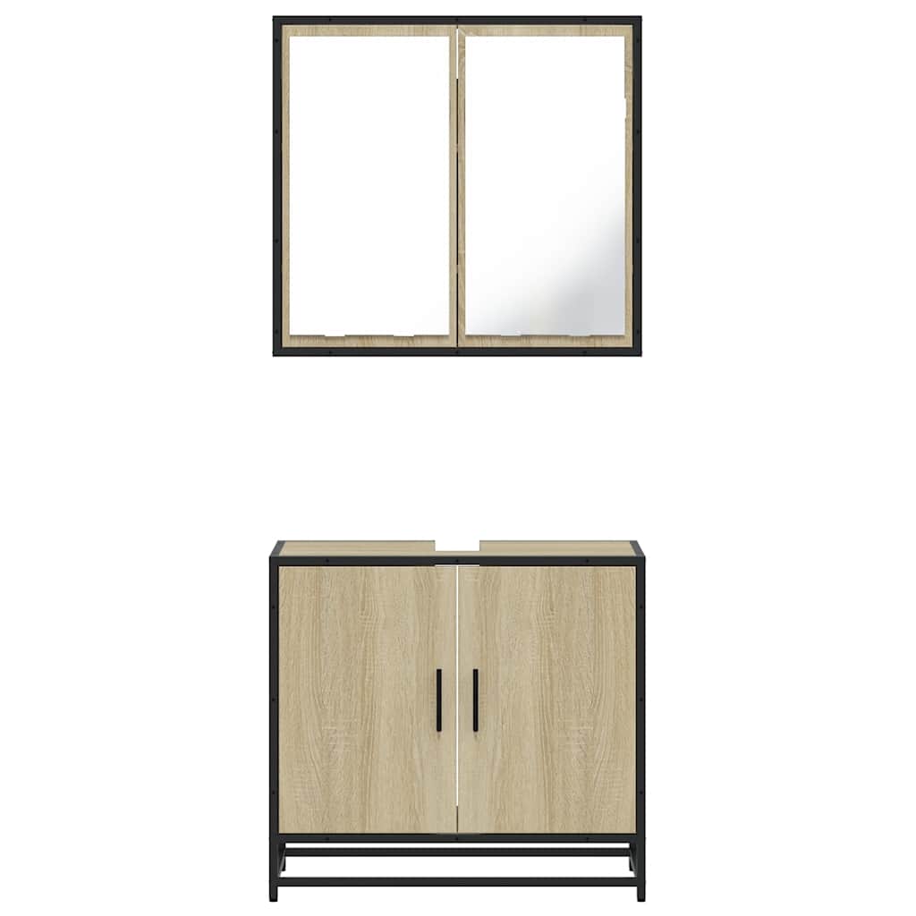 Set Mobili da Bagno 2 pz Rovere Sonoma in Legno Multistrato | homemem39