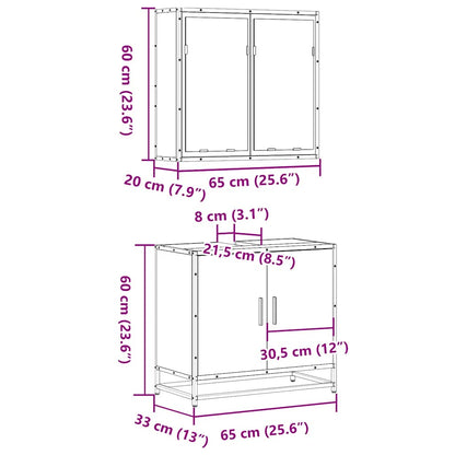 Set Mobili da Bagno 2 pz Rovere Sonoma in Legno Multistrato | homemem39