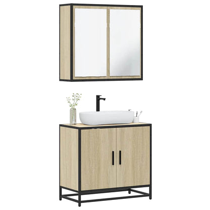 Set Mobili da Bagno 2 pz Rovere Sonoma in Legno Multistrato | homemem39
