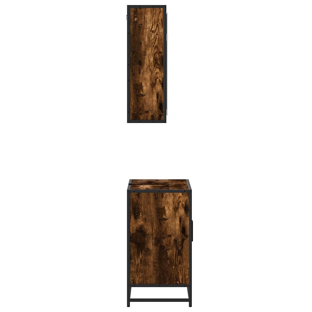 Set Mobili da Bagno 2 pz Rovere Fumo in Legno Multistrato | homemem39