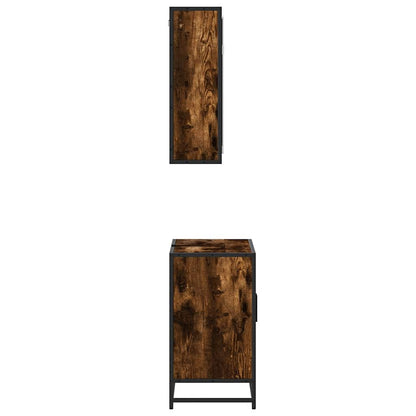 Set Mobili da Bagno 2 pz Rovere Fumo in Legno Multistrato | homemem39