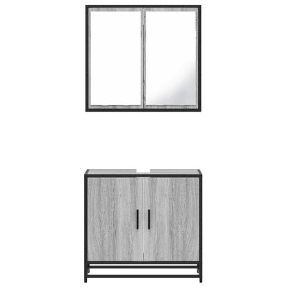 Set Mobili da Bagno 2 pz Grigio Sonoma in Legno Multistrato | homemem39
