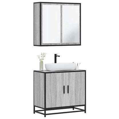 Set Mobili da Bagno 2 pz Grigio Sonoma in Legno Multistrato | homemem39
