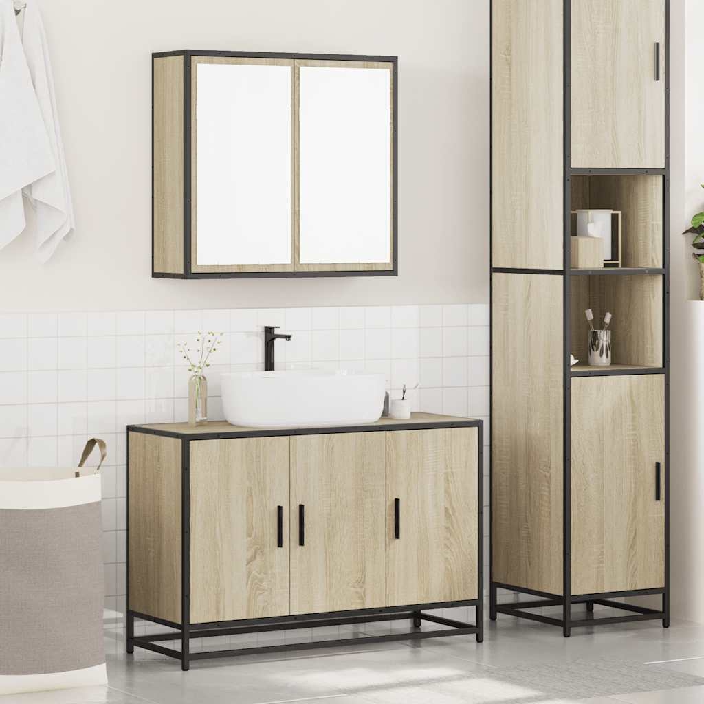 Set Mobili da Bagno 2 pz Rovere Sonoma in Legno Multistrato | homemem39