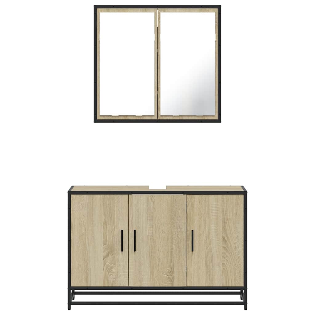 Set Mobili da Bagno 2 pz Rovere Sonoma in Legno Multistrato | homemem39