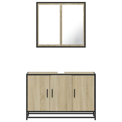 Set Mobili da Bagno 2 pz Rovere Sonoma in Legno Multistrato | homemem39