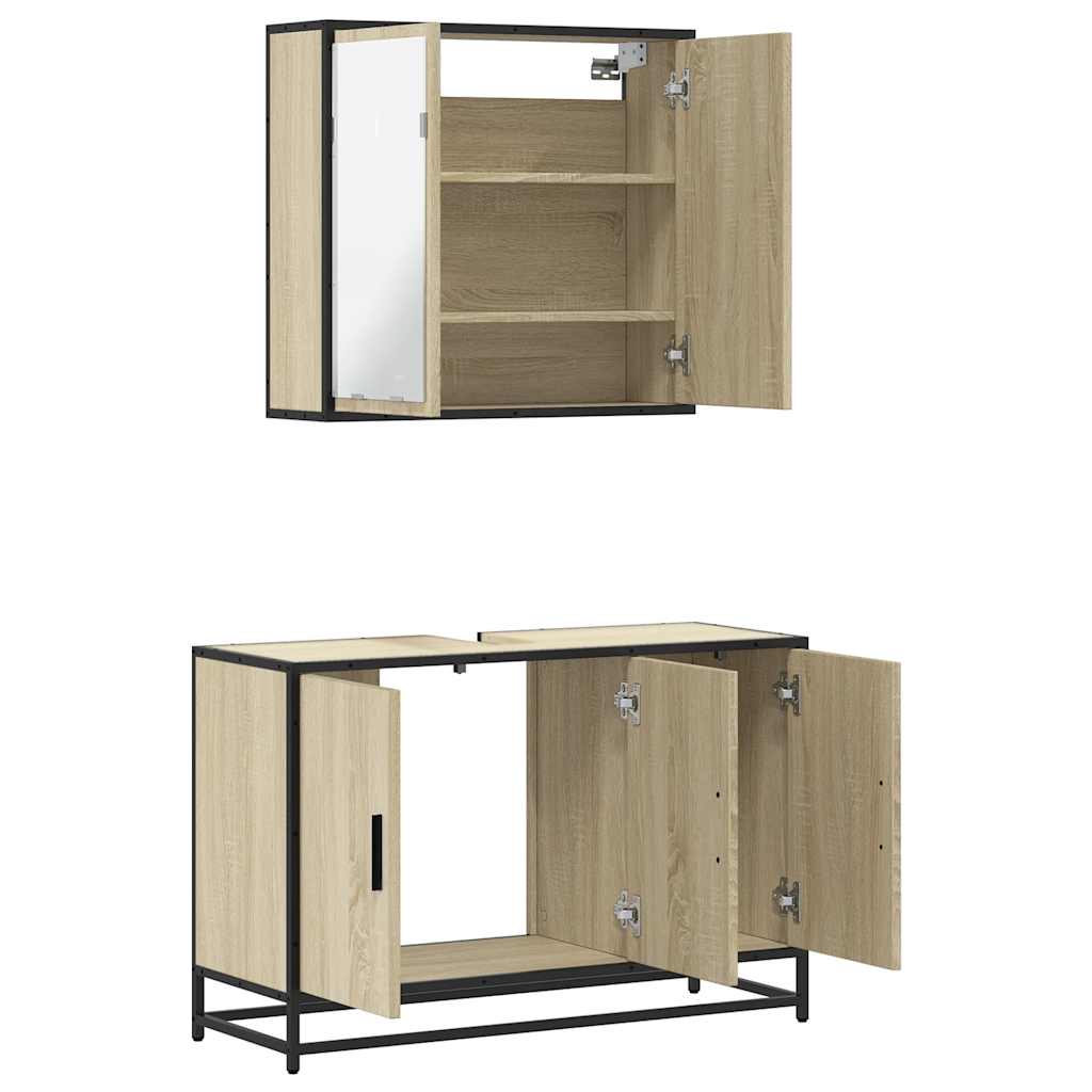 Set Mobili da Bagno 2 pz Rovere Sonoma in Legno Multistrato | homemem39