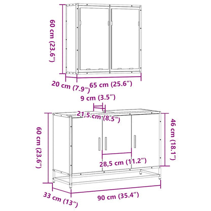 Set Mobili da Bagno 2 pz Rovere Sonoma in Legno Multistrato | homemem39