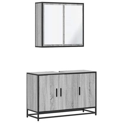 Set Mobili da Bagno 2 pz Grigio Sonoma in Legno Multistrato | homemem39