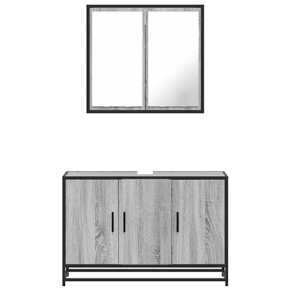Set Mobili da Bagno 2 pz Grigio Sonoma in Legno Multistrato | homemem39
