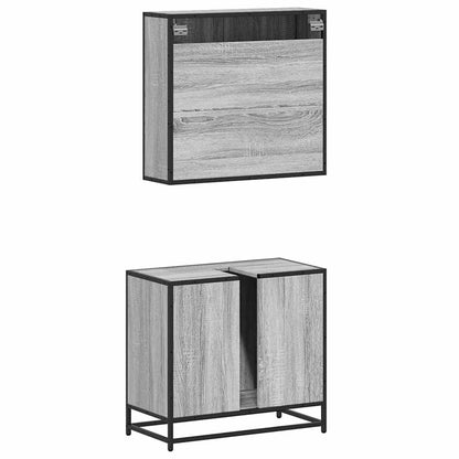 Set Mobili da Bagno 2 pz Grigio Sonoma in Legno Multistrato | homemem39