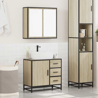 Set Mobili da Bagno 2 pz Rovere Sonoma in Legno Multistrato | homemem39