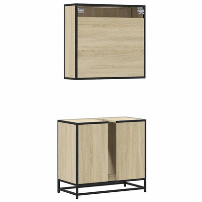 Set Mobili da Bagno 2 pz Rovere Sonoma in Legno Multistrato | homemem39