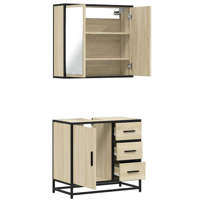 Set Mobili da Bagno 2 pz Rovere Sonoma in Legno Multistrato | homemem39