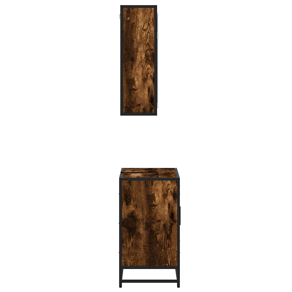 Set Mobili da Bagno 2 pz Rovere Fumo in Legno Multistrato | homemem39