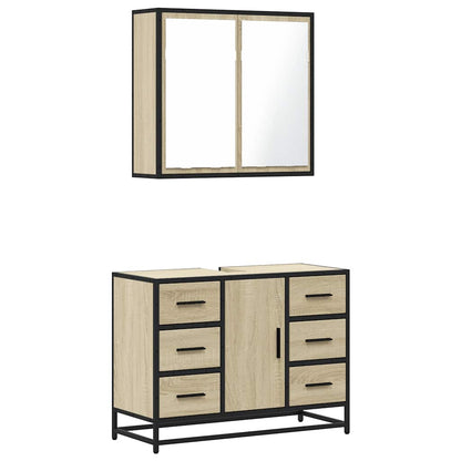 Set Mobili da Bagno 2 pz Rovere Sonoma in Legno Multistrato | homemem39