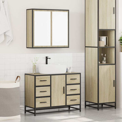 Set Mobili da Bagno 2 pz Rovere Sonoma in Legno Multistrato | homemem39