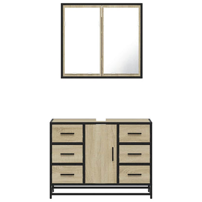 Set Mobili da Bagno 2 pz Rovere Sonoma in Legno Multistrato | homemem39