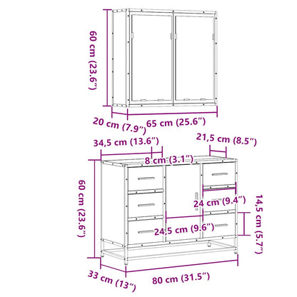 Set Mobili da Bagno 2 pz Rovere Sonoma in Legno Multistrato | homemem39