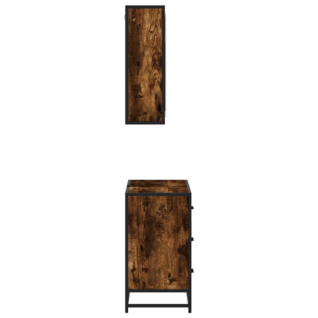 Set Mobili da Bagno 2 pz Rovere Fumo in Legno Multistrato | homemem39