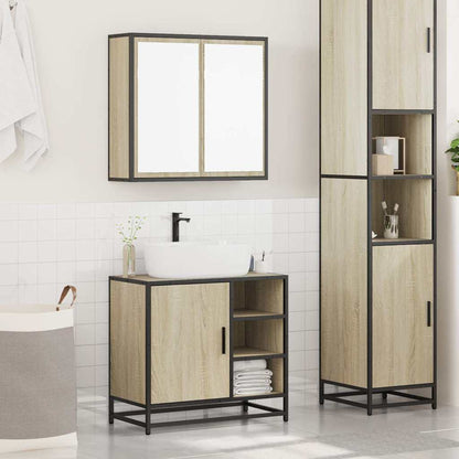 Set Mobili da Bagno 2 pz Rovere Sonoma in Legno Multistrato | homemem39