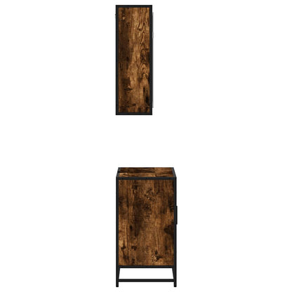 Set Mobili da Bagno 2 pz Rovere Fumo in Legno Multistrato | homemem39