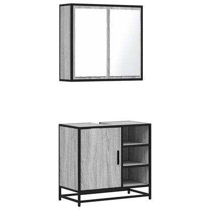 Set Mobili da Bagno 2 pz Grigio Sonoma in Legno Multistrato | homemem39
