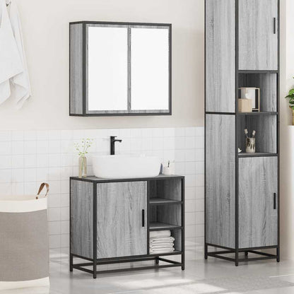 Set Mobili da Bagno 2 pz Grigio Sonoma in Legno Multistrato | homemem39