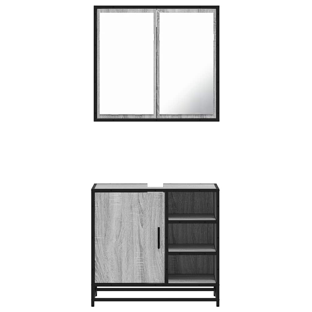 Set Mobili da Bagno 2 pz Grigio Sonoma in Legno Multistrato | homemem39