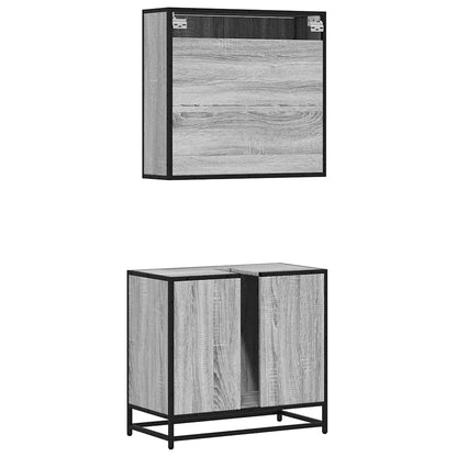 Set Mobili da Bagno 2 pz Grigio Sonoma in Legno Multistrato | homemem39