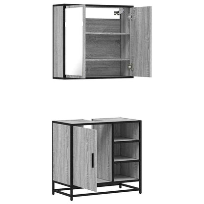 Set Mobili da Bagno 2 pz Grigio Sonoma in Legno Multistrato | homemem39