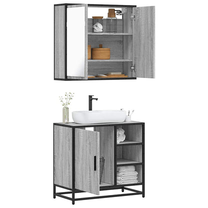 Set Mobili da Bagno 2 pz Grigio Sonoma in Legno Multistrato | homemem39