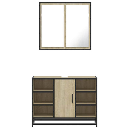 Set Mobili da Bagno 2 pz Rovere Sonoma in Legno Multistrato | homemem39