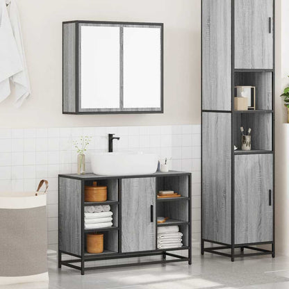 Set Mobili da Bagno 2 pz Grigio Sonoma in Legno Multistrato | homemem39