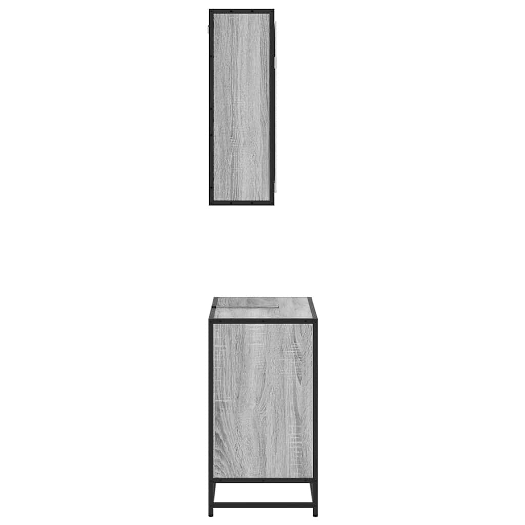 Set Mobili da Bagno 2 pz Grigio Sonoma in Legno Multistrato | homemem39